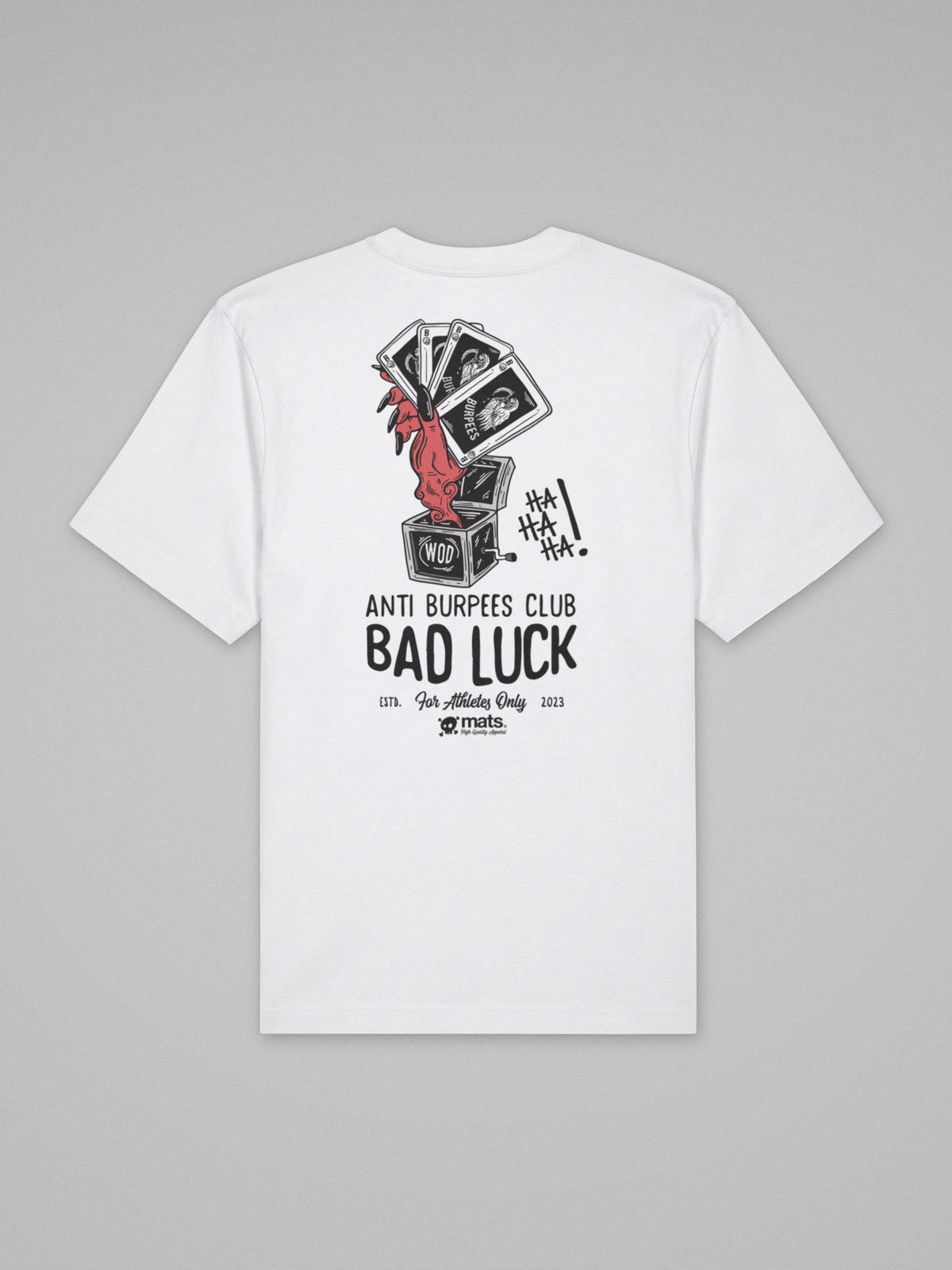 Anti Burpees Club - Bad Luck - Oversize · Blanco · plano · espalda