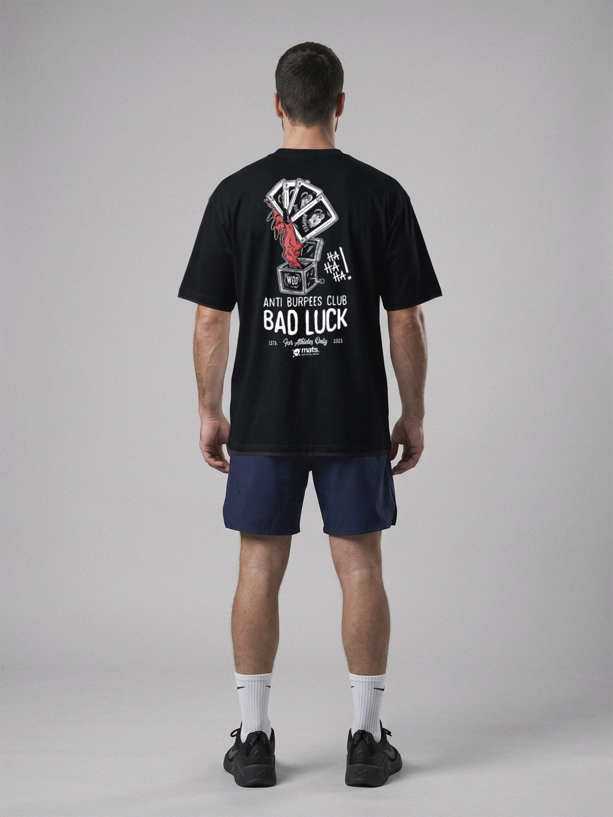 Anti Burpees Club - Bad Luck - Oversize · Negro · modelo chico · espalda