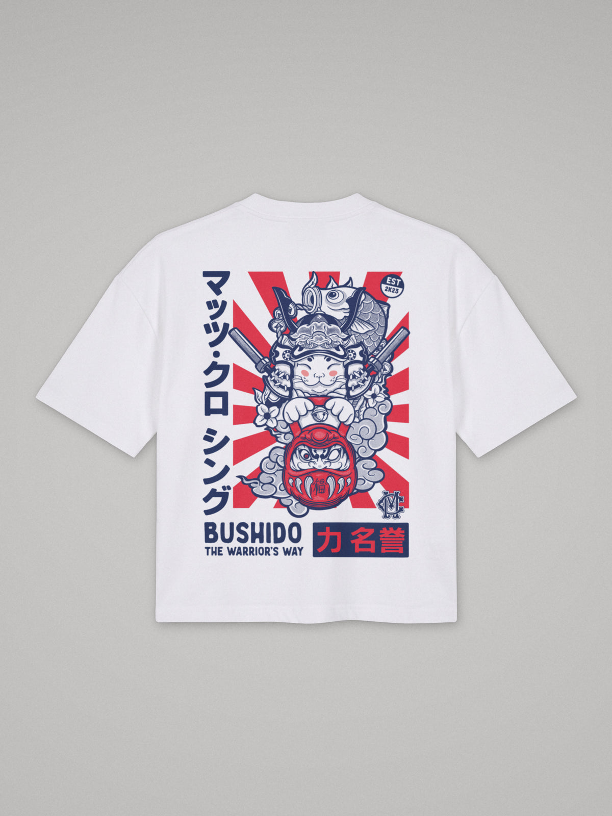 Bushido - The Warrior´s Way - Boxy Fit · Blanco · plano · espalda