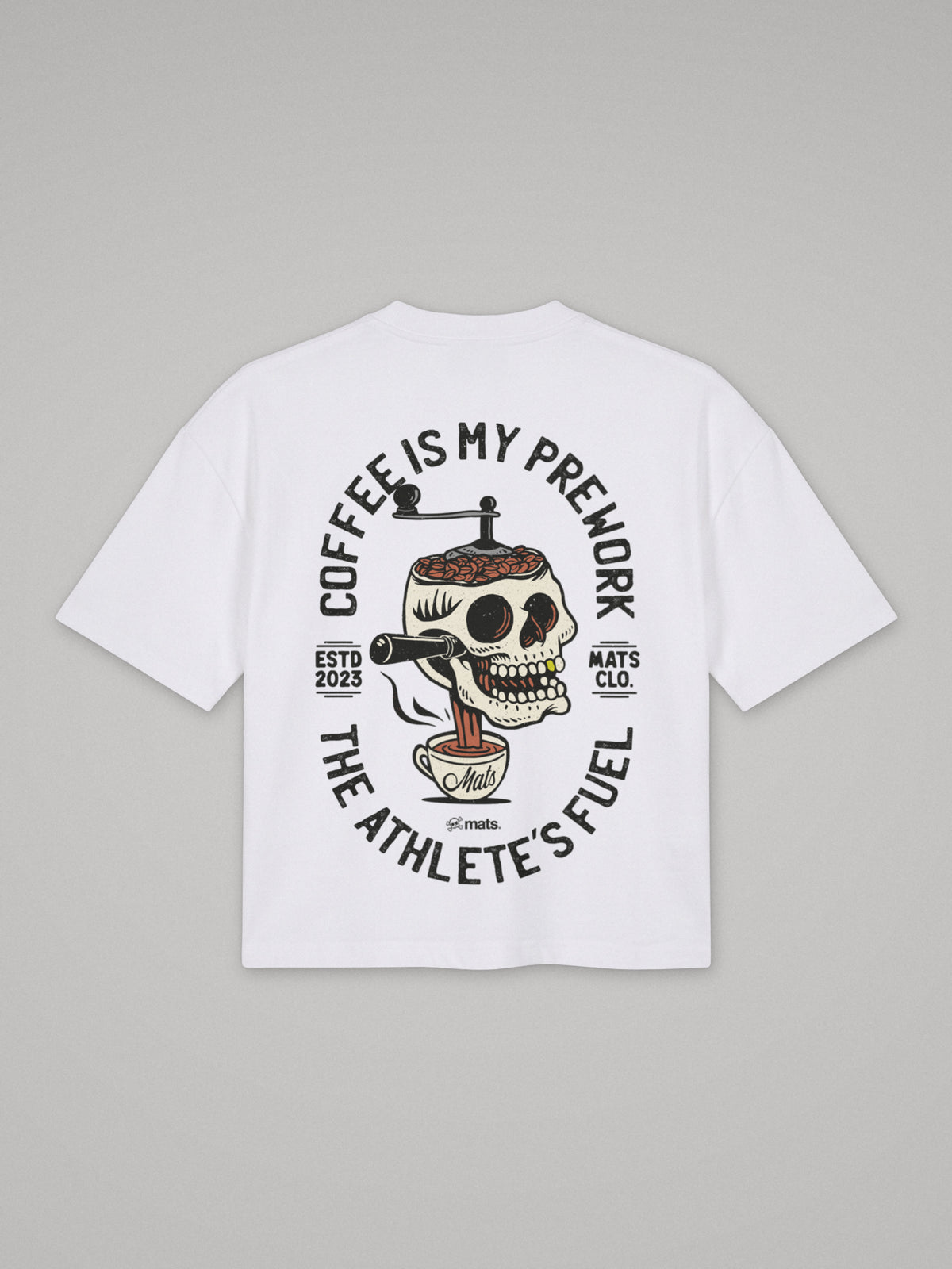 Coffee Is My Prework - Boxy Fit · Blanco · plano · espalda