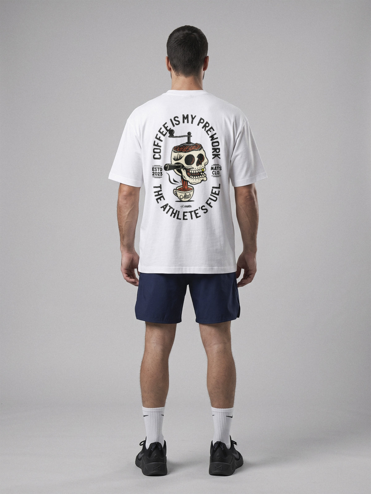 Coffee Is My Prework - Oversize · Blanco · modelo chico · espalda