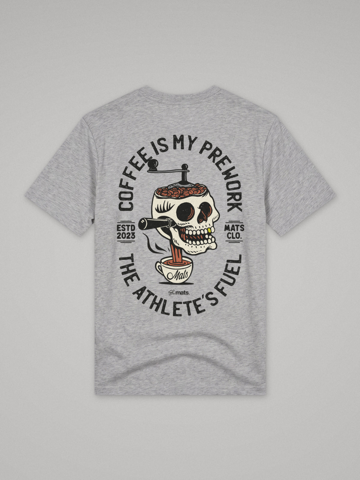 Coffee Is My Prework - Regular Fit · Gris · plano · espalda
