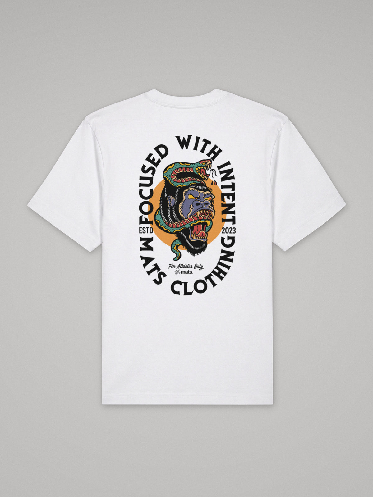 Focused With Intent - Oversize · Blanco · plano · espalda