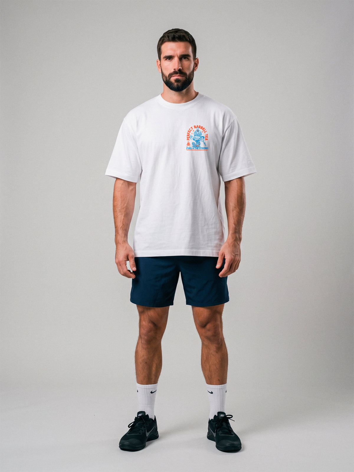 Perfect Barbell Tea - Oversize · Blanco · modelo chico · frente
