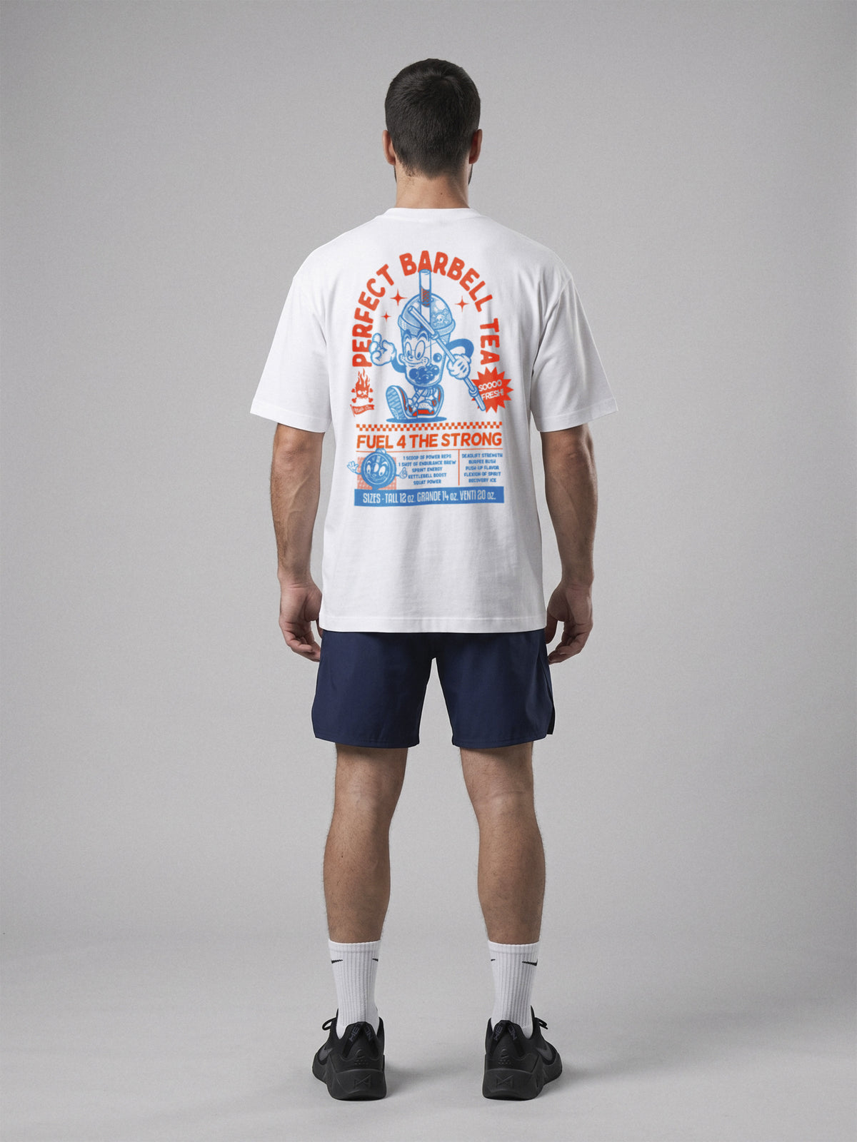 Perfect Barbell Tea - Oversize · Blanco · modelo chico · espalda