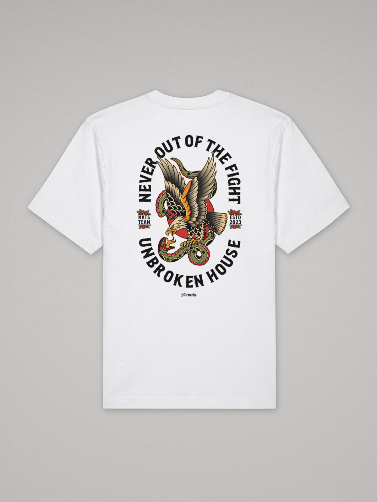 Unbroken House - Never Out Of The Fight - Oversize · Blanco · plano · espalda